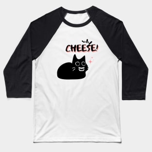 Say Cheese! Spooky Cat Smile Baseball T-Shirt